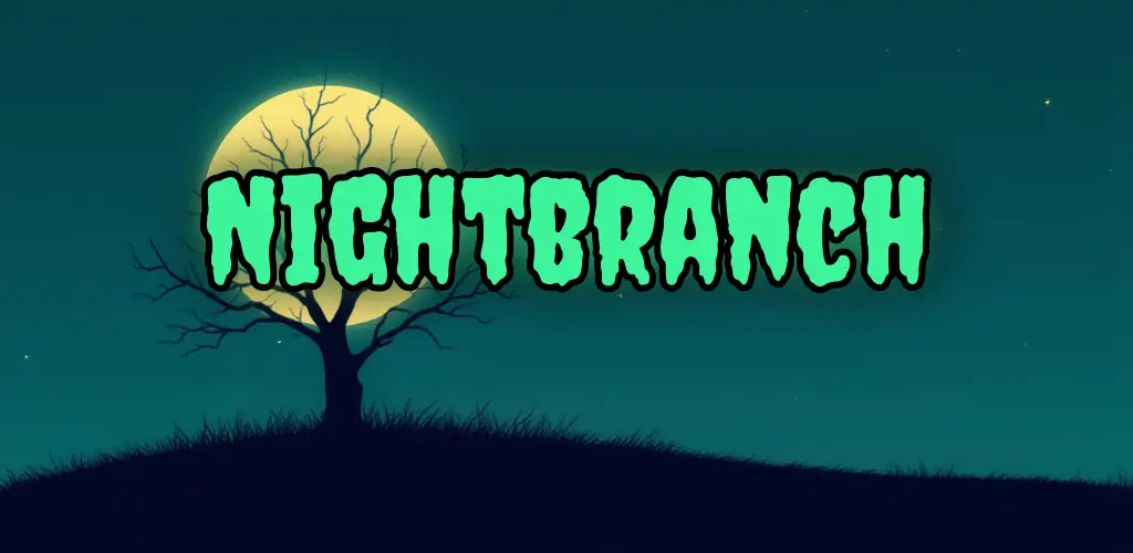 Nightbranch - a bare tree against a full moon in a teal night sky